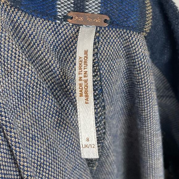 Free People Blue Plaid Skinny Fit Pants Size 8 - Picture 4 of 4